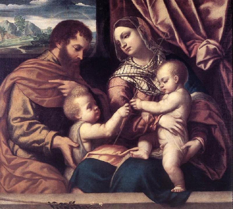 Holy Family su, MORETTO da Brescia